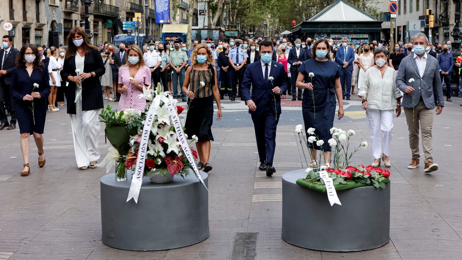 Pere Aragonés, en el acto conmemorativo del cuarto aniversario de los atentados terroristas