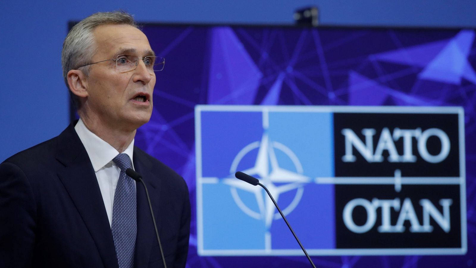 El secretario general de la OTAN, Jens Stoltenberg, durante una rueda de prensa