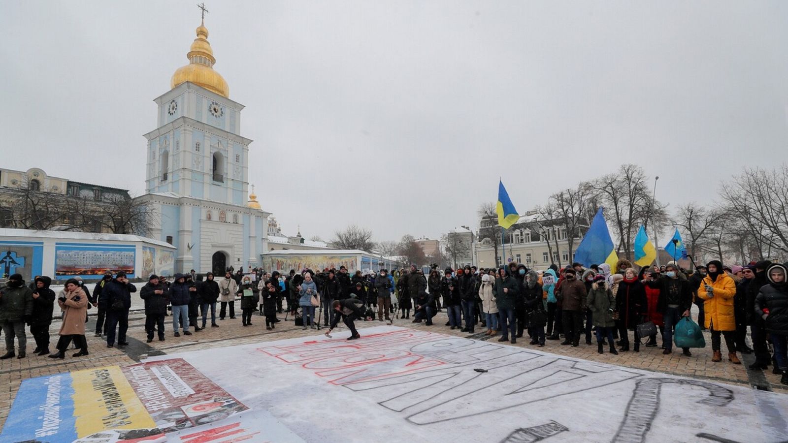 Manifestación contra el presidente ruso, Vladimir Putin, en Kiev (Ucrania), el pasado 9 de enero. EFE/EPA/SERGEY DOLZHENKO