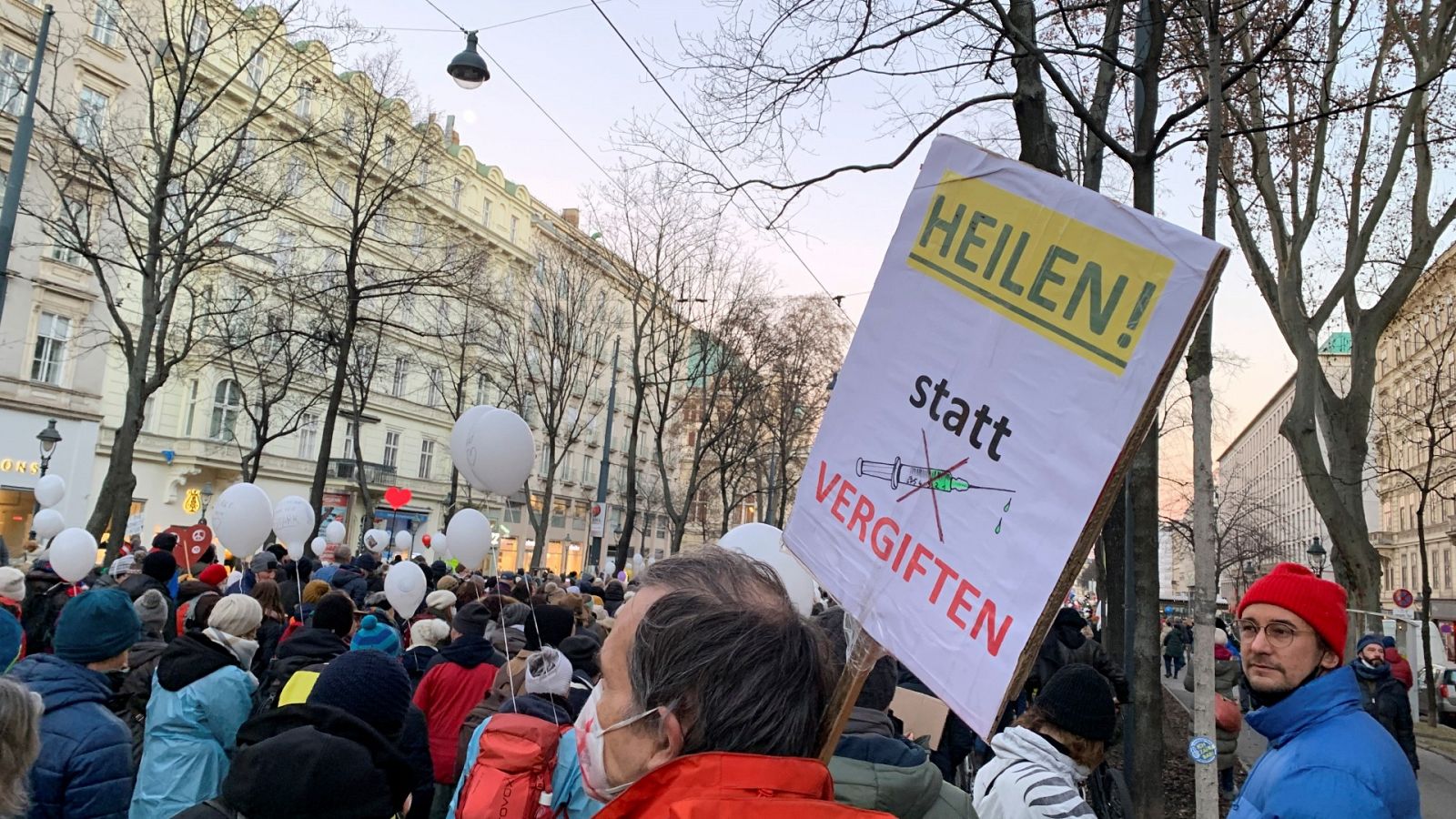 Decenas de miles de personas participan en Viena en una manifestación en contra de la vacuna anti-covid obligatoria y de la gestión de la pandemia por parte del Gobierno.
