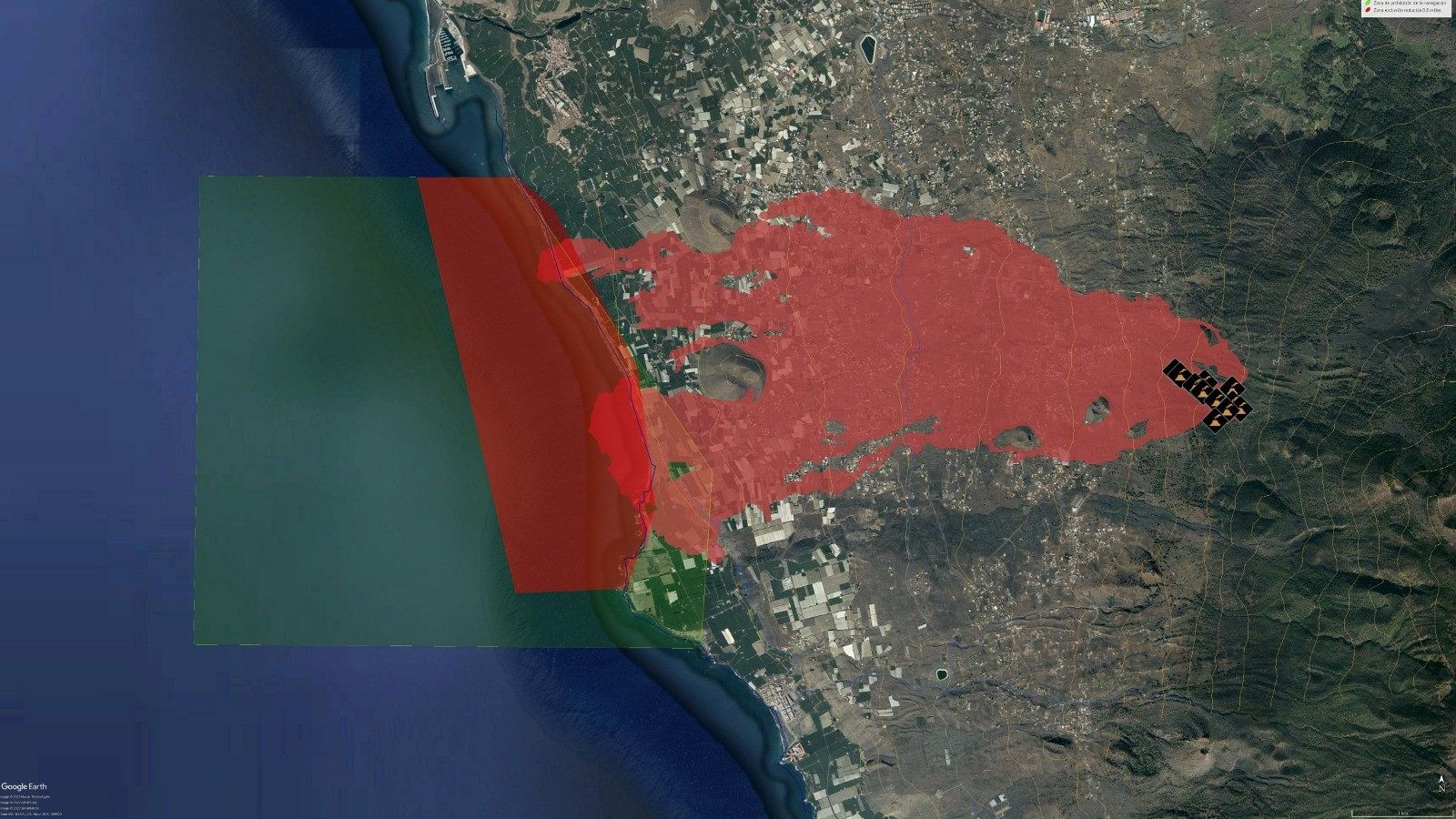 La zona de exclusión marítima pasa de las dos a media milla náutica de los deltas lávicos