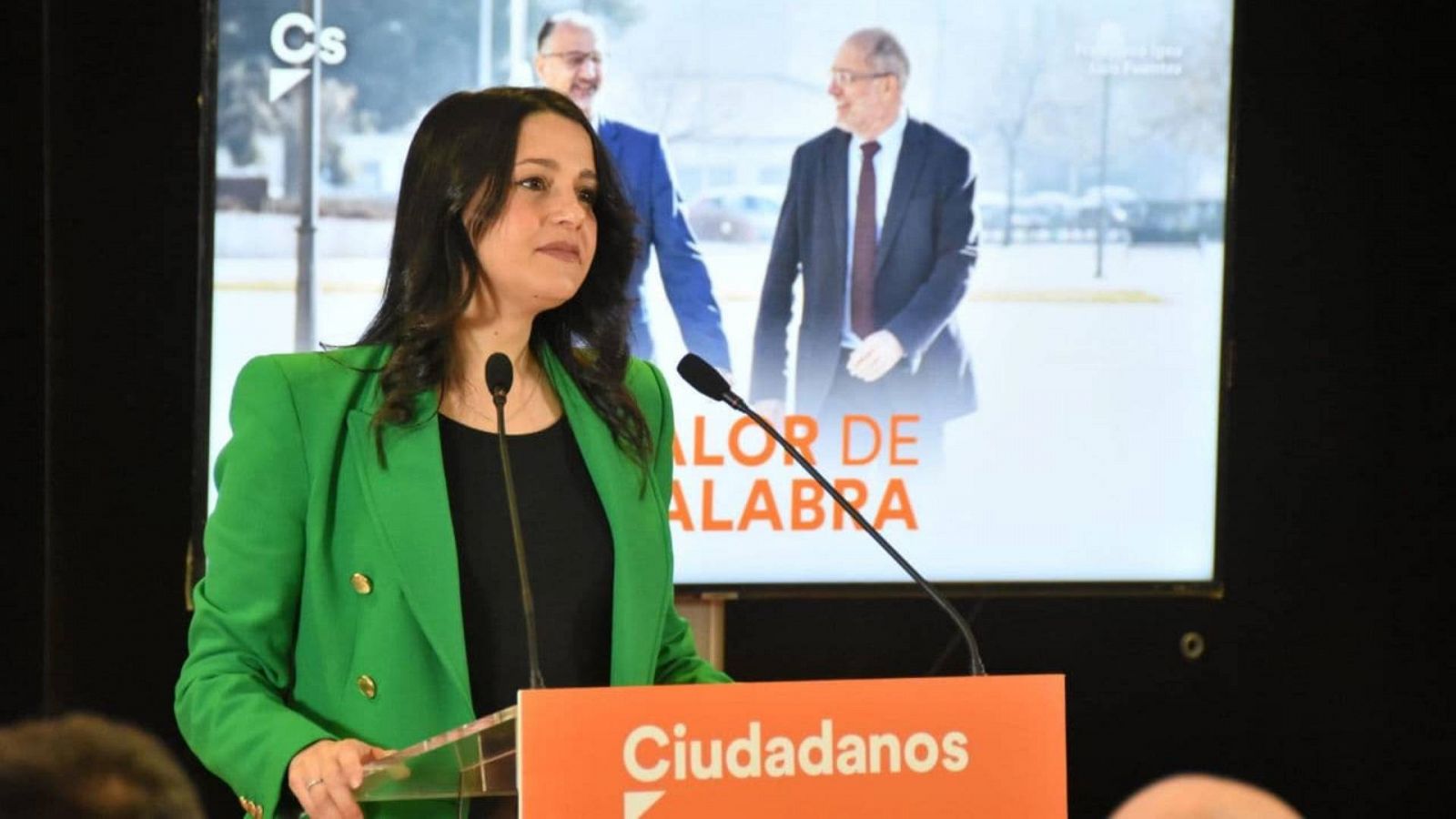 La presidenta de Ciudadanos, Inés Arrimadas, en un acto electoral en Salamanca