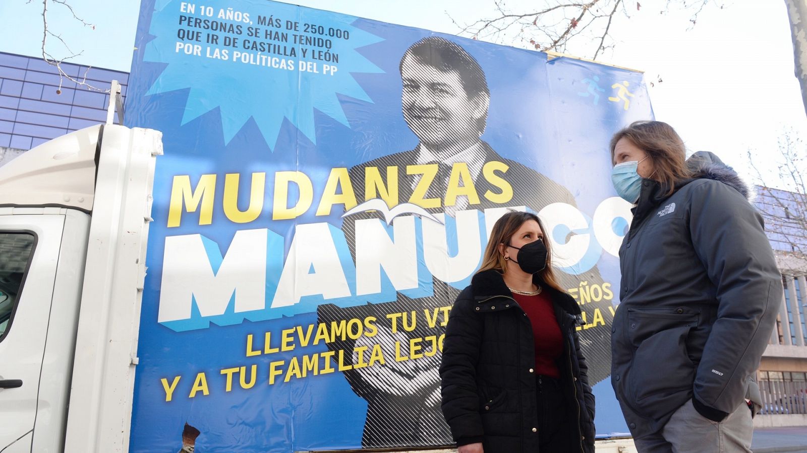 'Mudanzas Mañueco', la camioneta de Unidas Podemos contra el PP por la despoblación