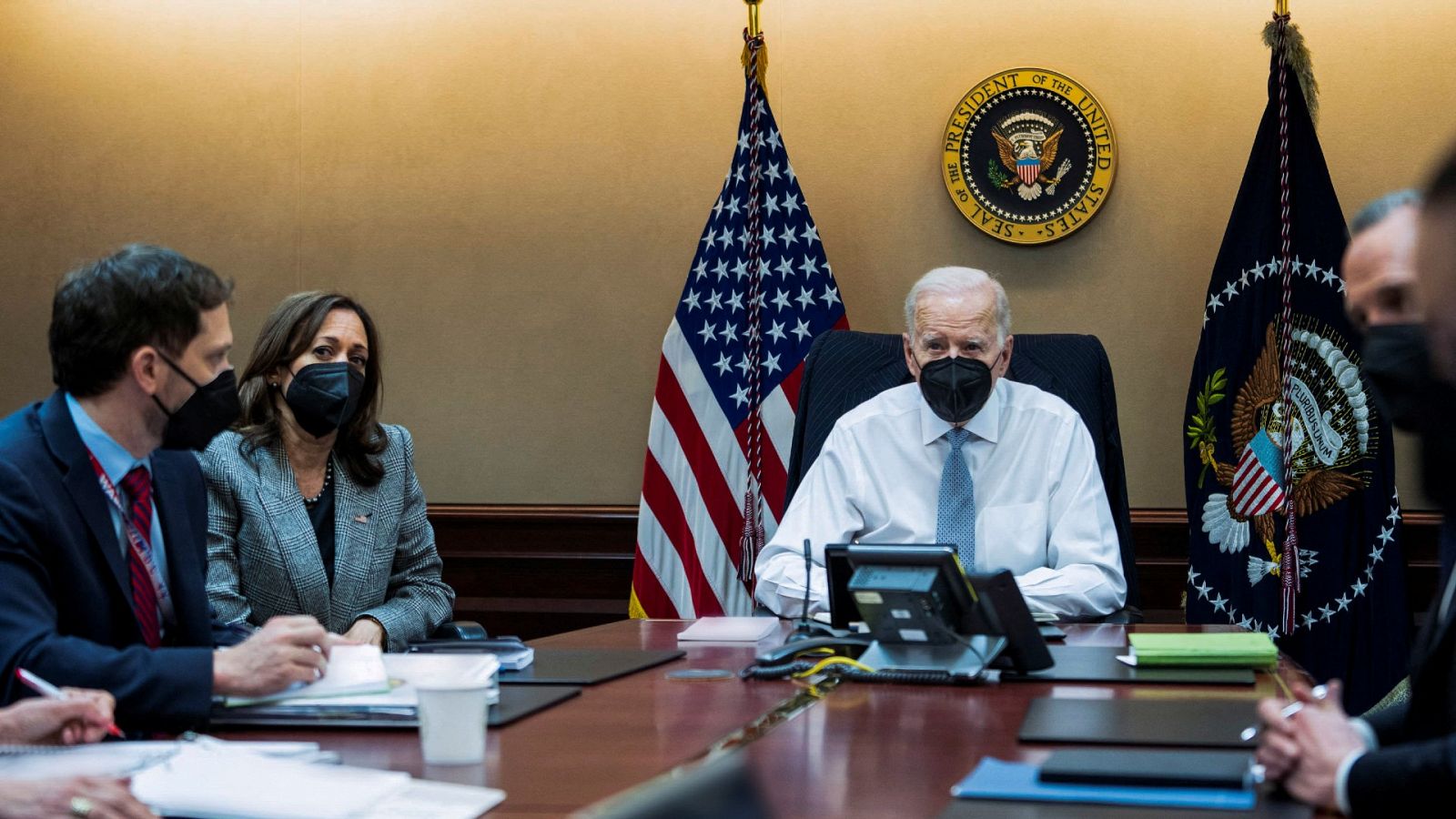 El presidente de EE.UU., Joe Biden, y la vicepresidenta, Kamala Harris, supervisan la operación contra el líder de Estado Islámico