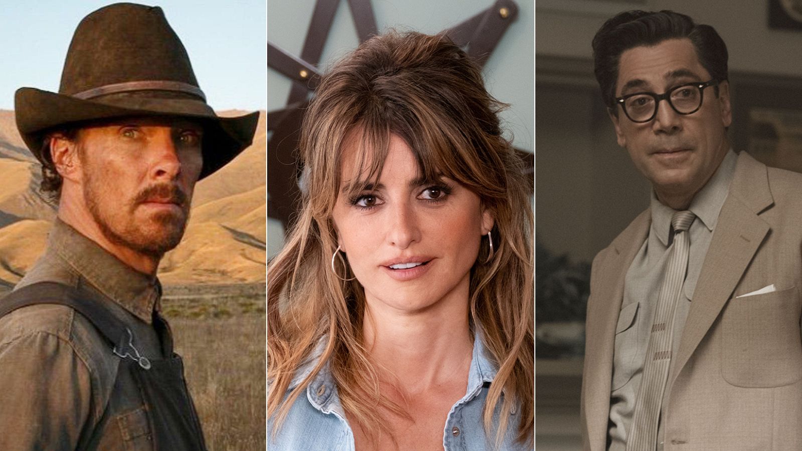 Benedict Cumberbatch (El poder del perro), Penélope Cruz (Madres paralelas) y Javier Bardem (Ser los Ricardo).