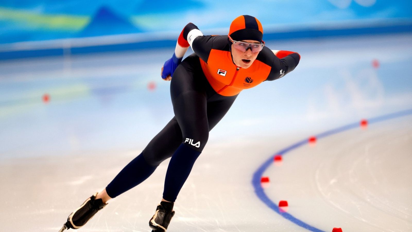 Imagen de la patinadora neerlandesa Irene Schouten en los Juegos Olímpicos de Pekín 2022.