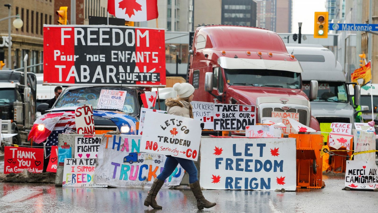 Imagen de las protestas antivacunas en Ottawa, Canadá