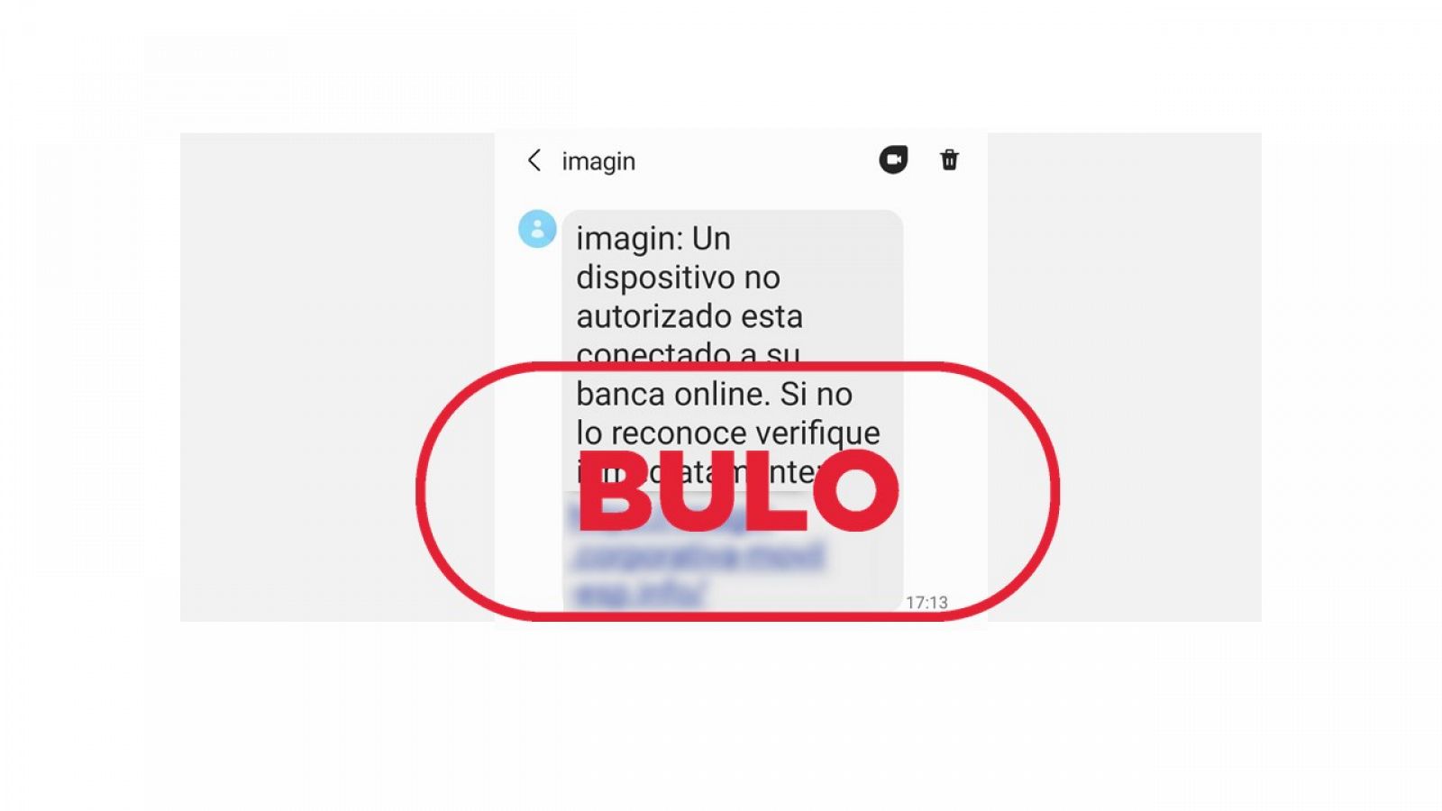 Mensaje fraudulento que suplanta a imaginBank con el sello: Bulo