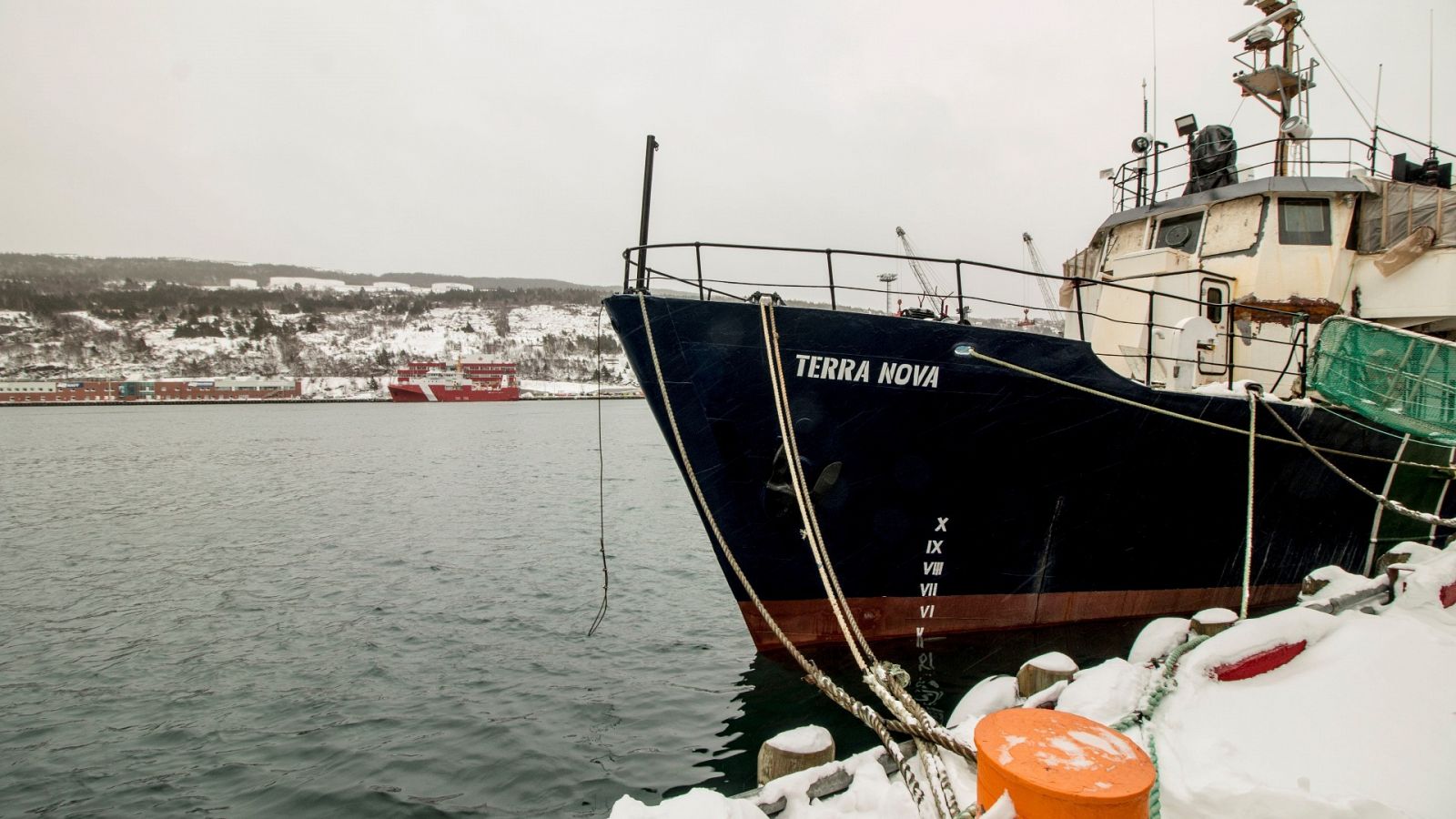 Un barco atracado en el puerto de San Juan de Terranova (Canadá)
