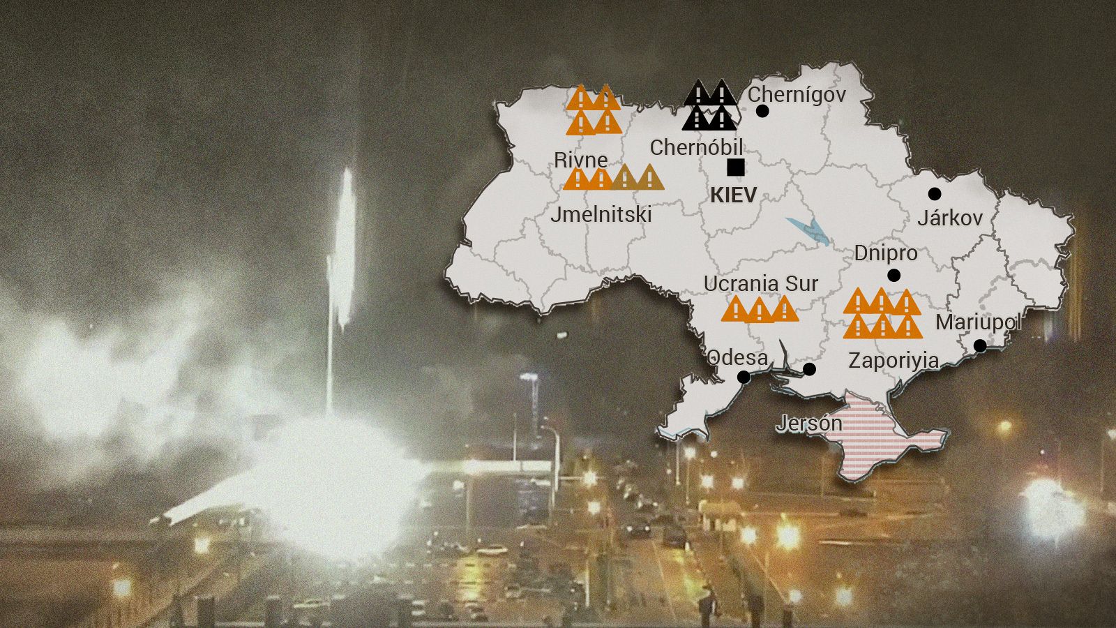 Mapa de centrales nucleares en Ucrania
