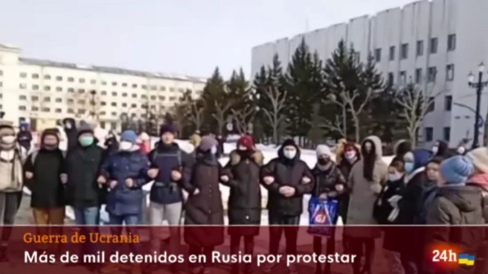 RTVE ha puesto la bandera de Ucrania junto a los logos de todos sus canales como muestra de apoyo y solidaridad