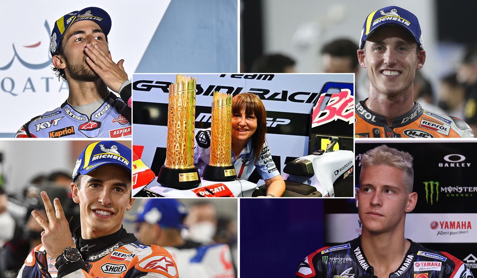 Fotomontaje con los protagonistas del GP de Catar del Mundial de MotoGP 2022.