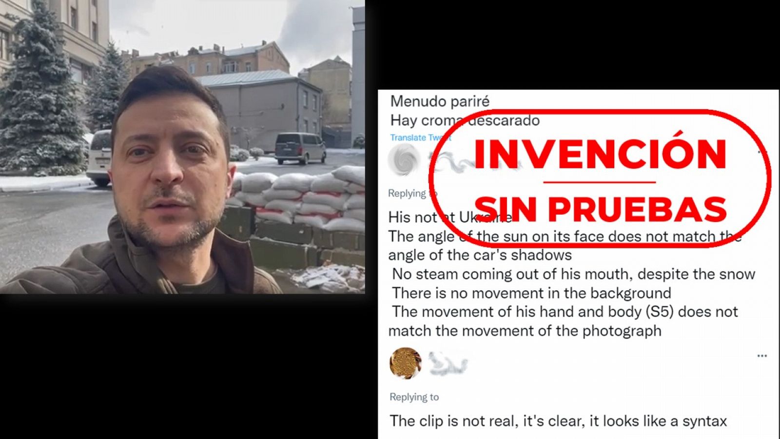 El vídeo de Zelenski y los mensajes que lo acusan de ser falso con el sello invención sin pruebas