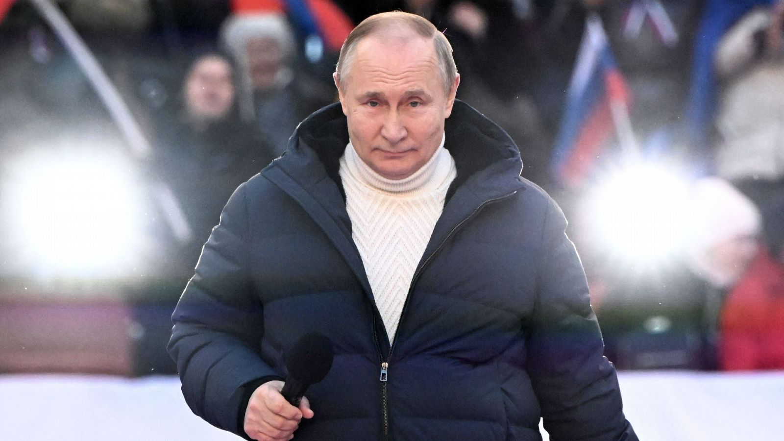 El presidente ruso, Vladímir Putin, en un concierto para conmemorar el octavo aniversario de la anexión rusa de Crimea