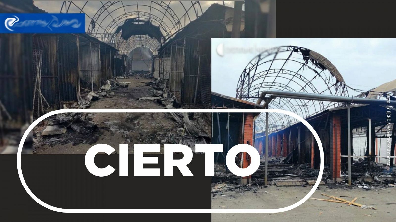 Fotografías del desastre causado por un ataque al Mercado Central de Chernígov con el sello cierto