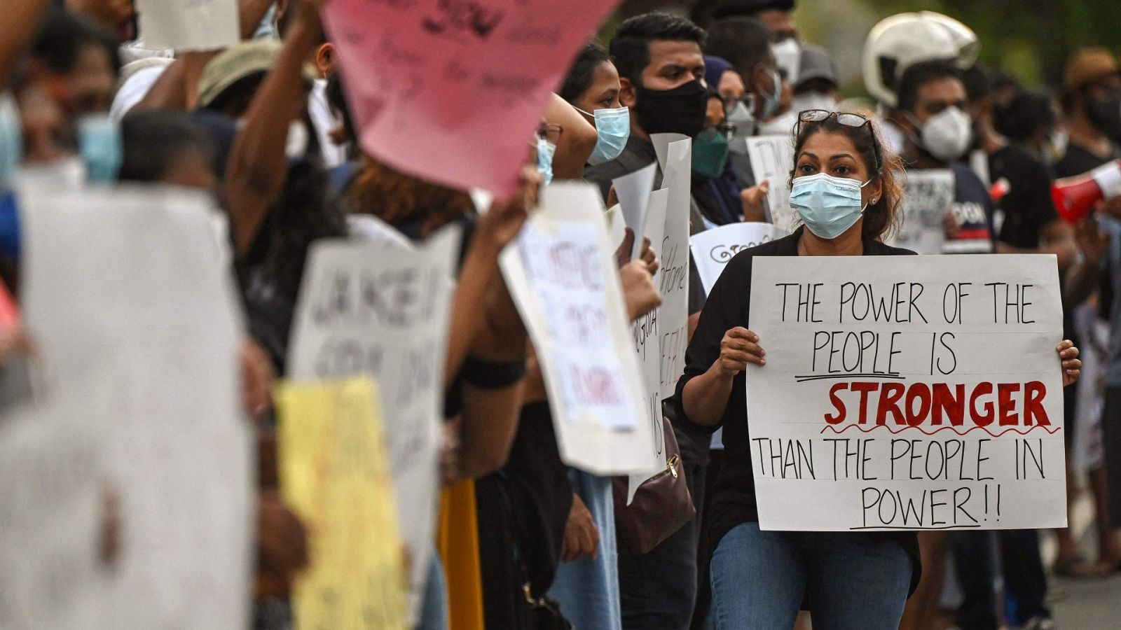 Manifestación en contra del presidente de Sri Lanka en Colombo