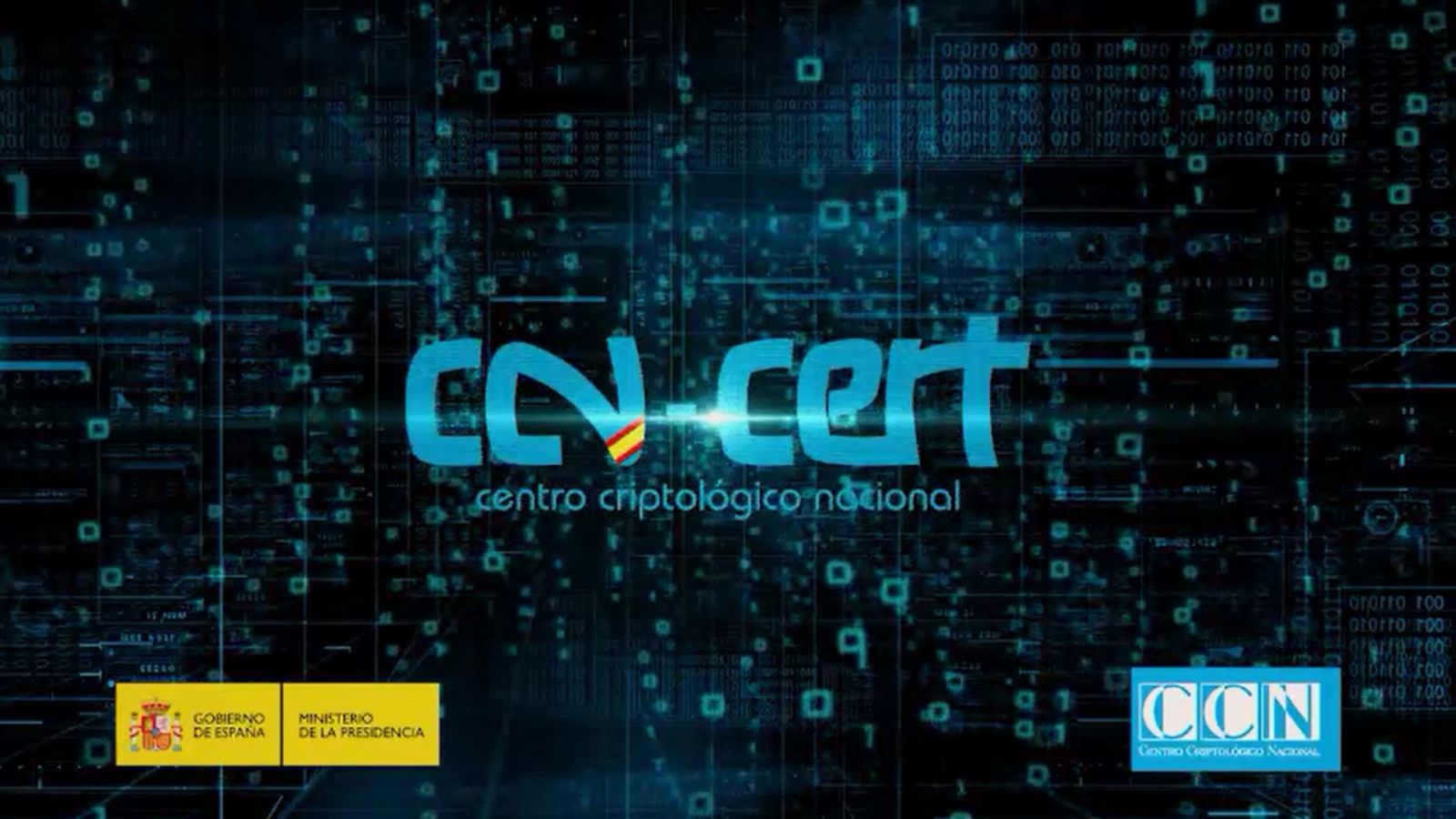 Logotipo del CCN en un vídeo elaborado por el propio centro. Fuente:  Web del CCN-CERT, Ministerio de Presidencia, Gobierno de España