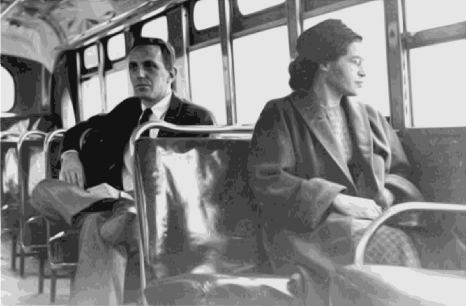 Rosa Parks sentada en el autobús