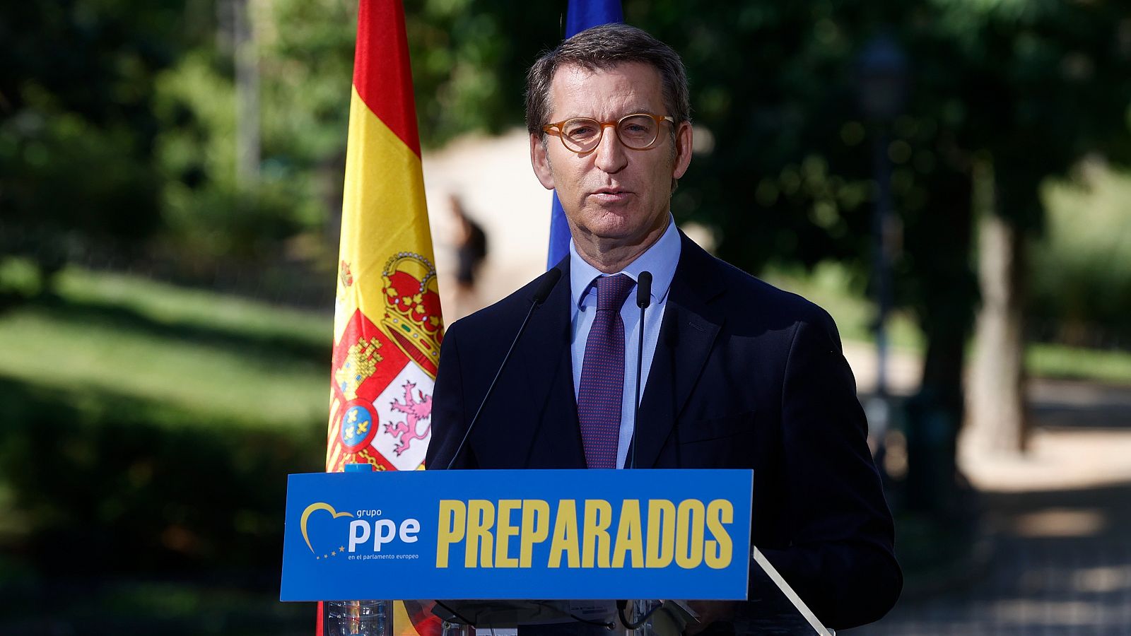 El líder del PP, Alberto Núñez Feijóo, en un acto por el Día de Europa