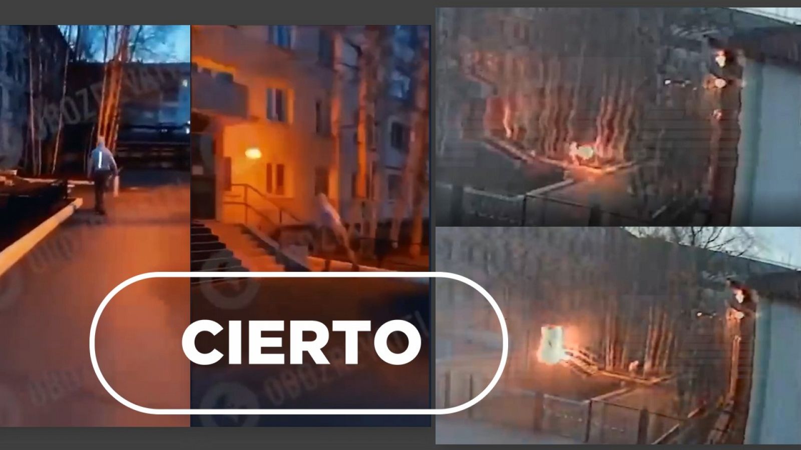 Imágenes de los perpetradores del ataque con cócteles molotov a una oficina de reclutamiento militar en Rusia con el sello cierto