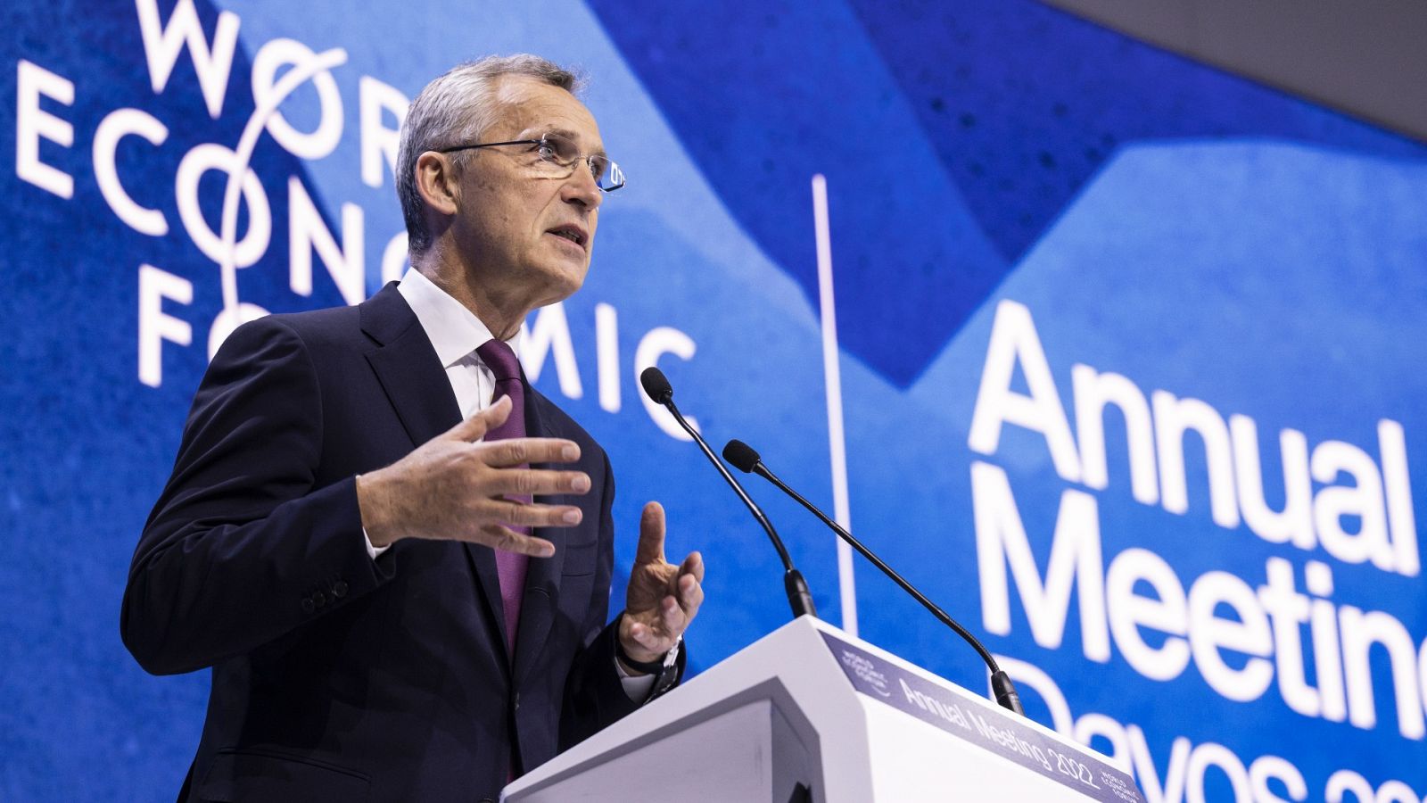 El secretario general de la OTAN, Jens Stoltenberg, en su intervención en el Foro Económico de Davos