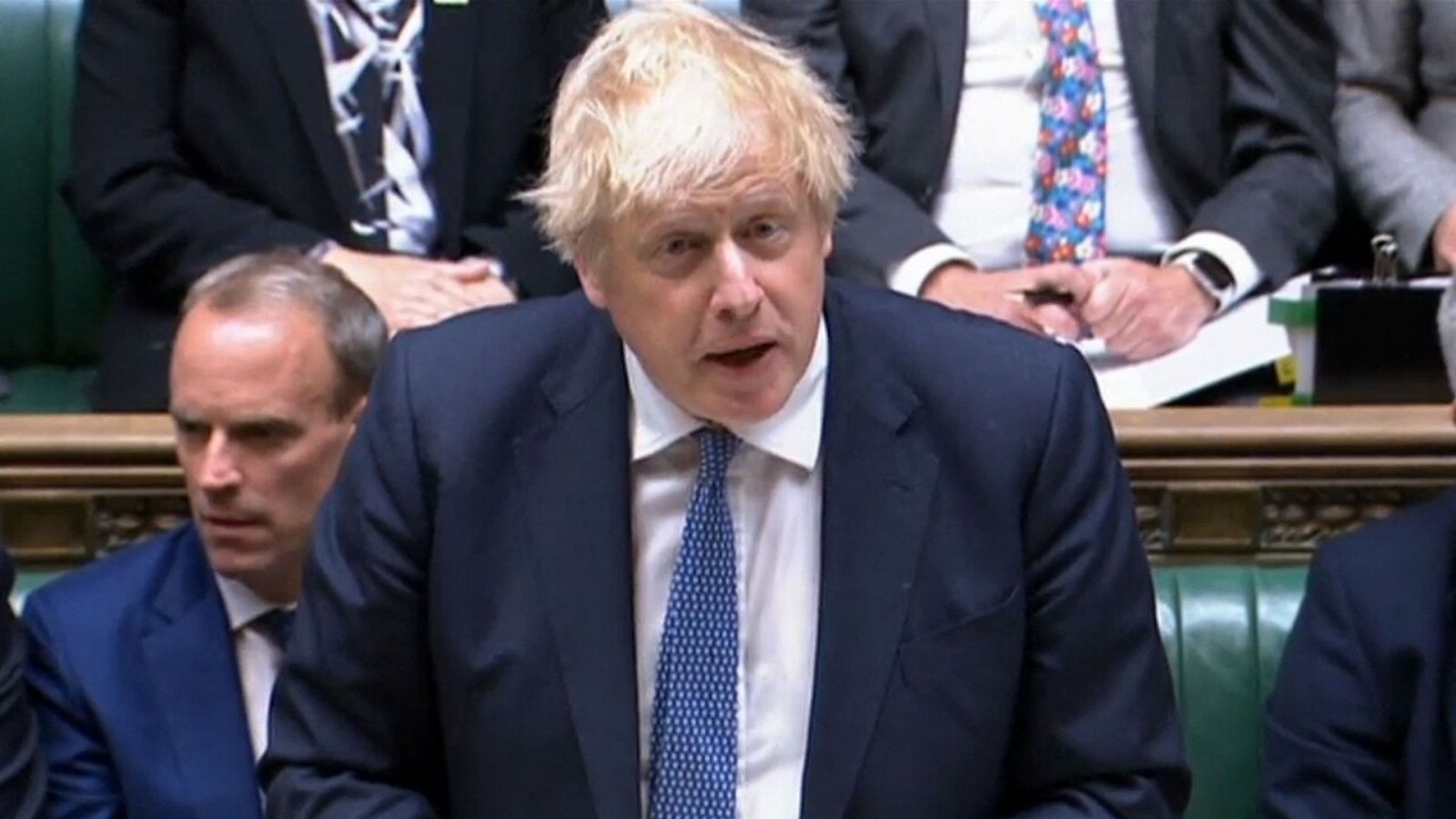 El primer ministro británico, Boris Johnson, en el Parlamento. Foto: PRU/Afp