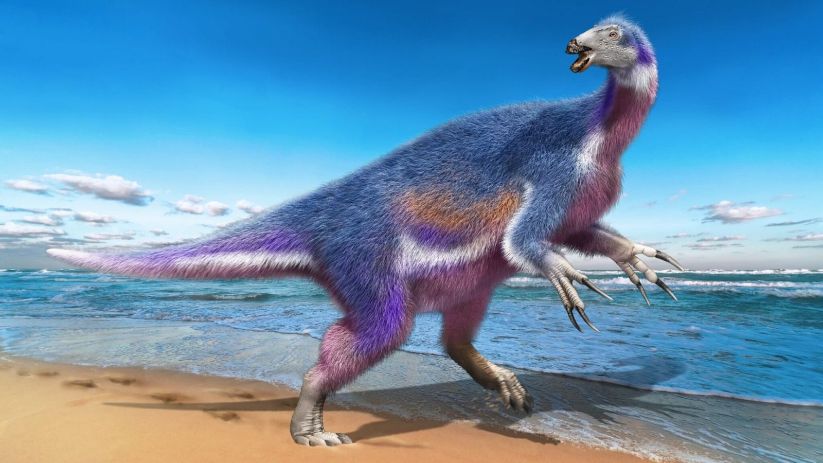 Recreación de la nueva especie de terizinosaurios