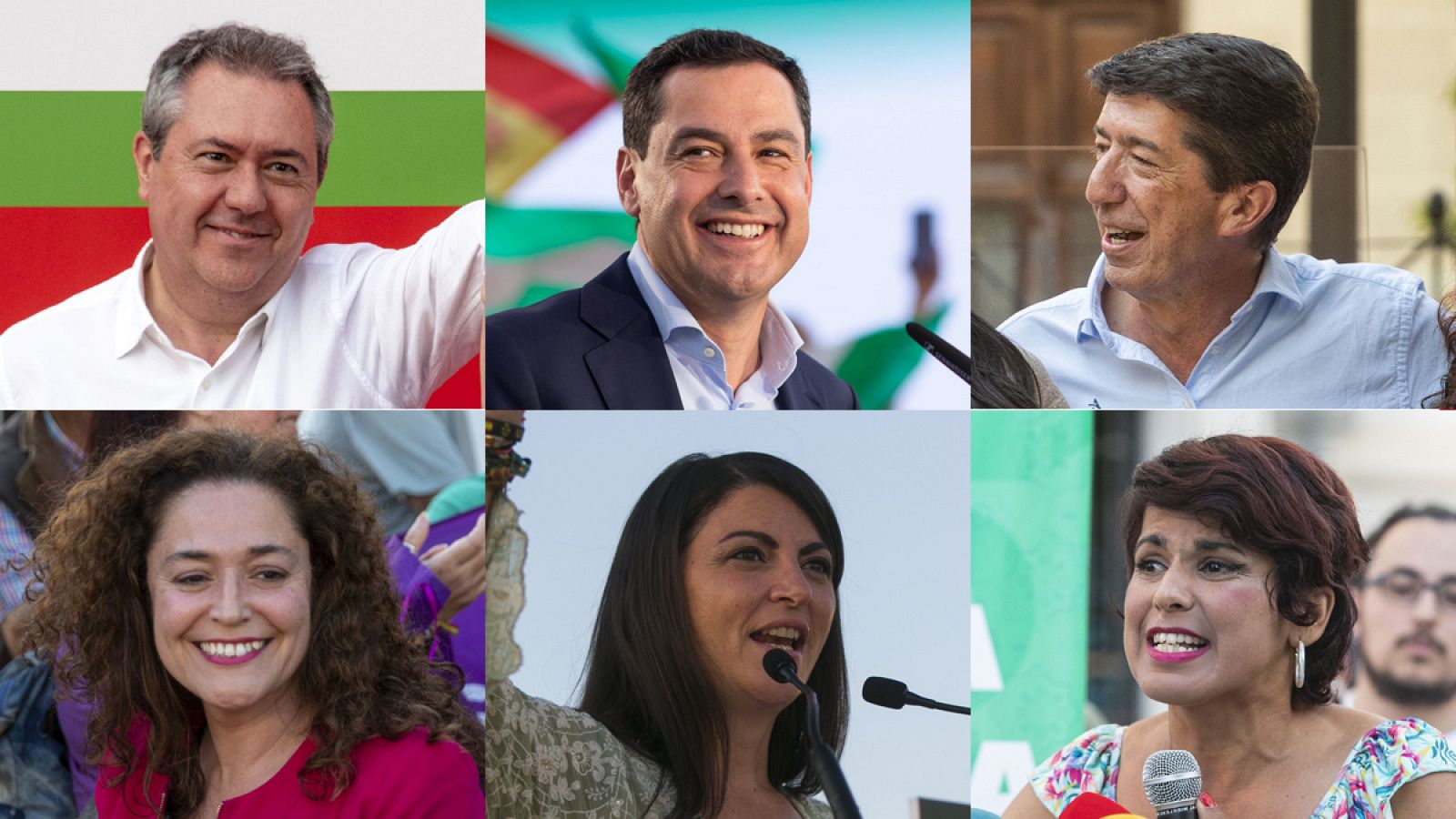 Los candidatos de los seis principales partidos de Andalucía a este 19J