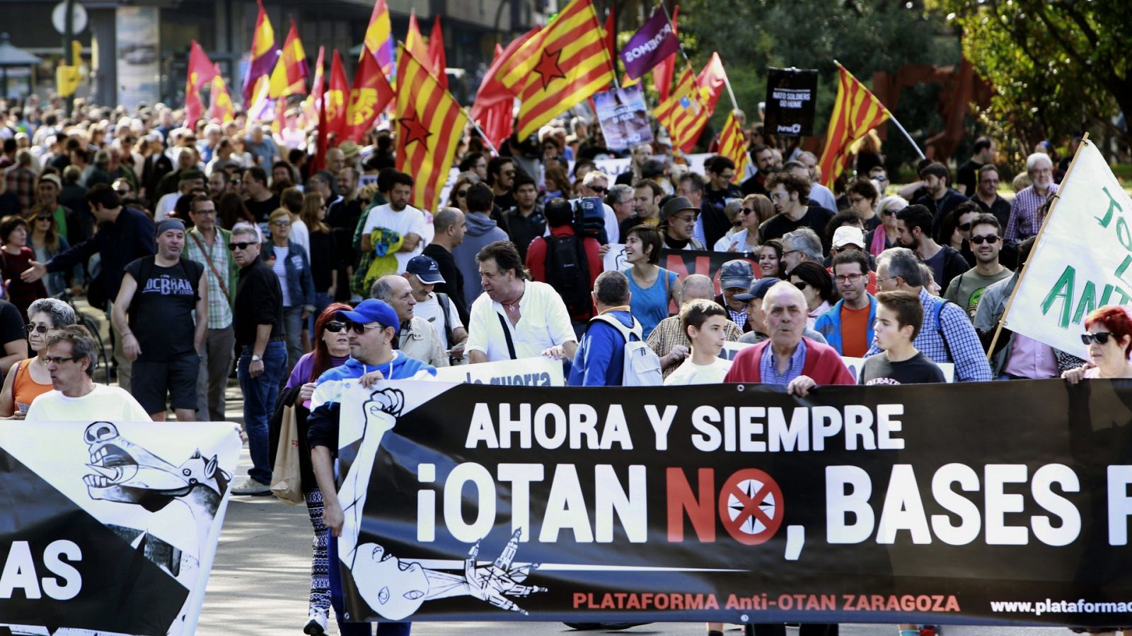 Manifestación contra la OTAN en Zaragoza, en una imagen de archivo