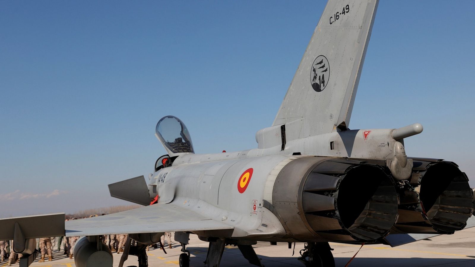 Un caza Eurofighter español, parte del destacamento de la OTAN en Bulgaria