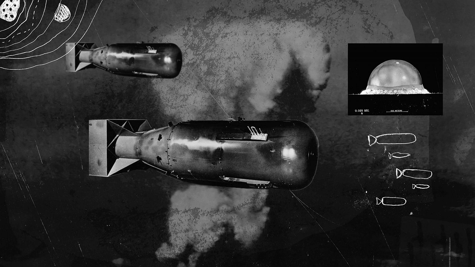  Imagen: Diseño gráfico sobre armas nucleares en fondo negro
