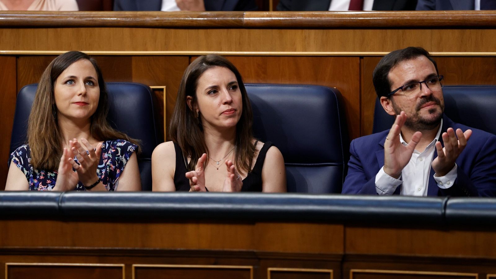 Tres de los ministros de Unidas Podemos: Ione Belarra, Irene Montero y Alberto Garzón