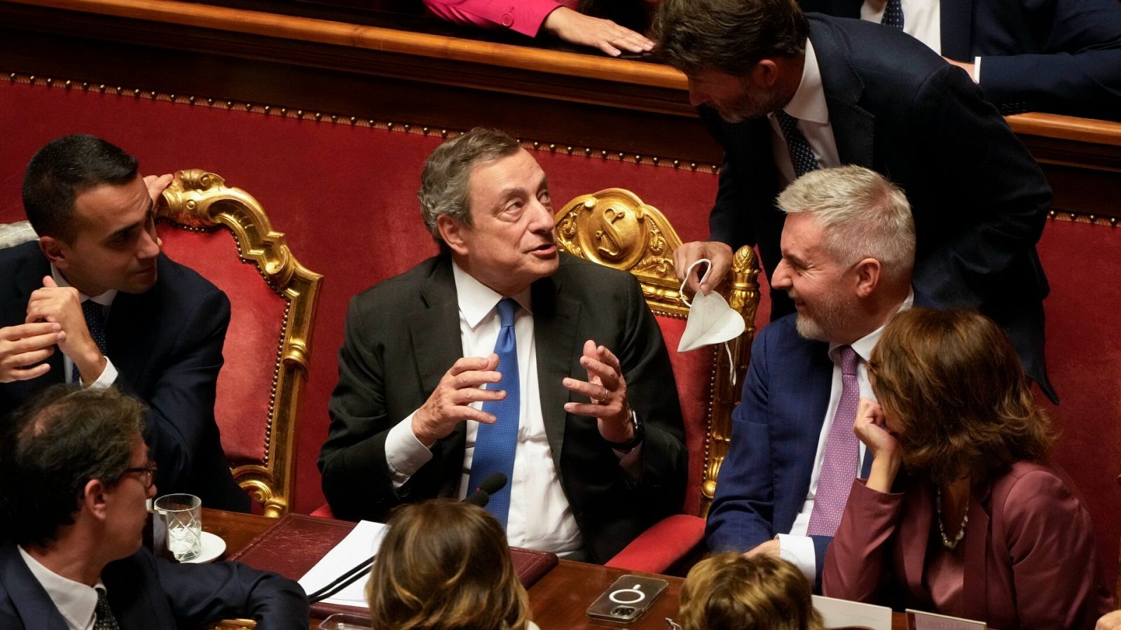 El primer ministro de Italia, Mario Draghi, durante el debate en el Senado