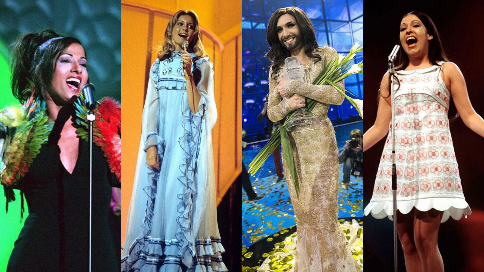 Dana International, Olivia Newton-John, Conchita Wurst y Massiel en Eurovisión