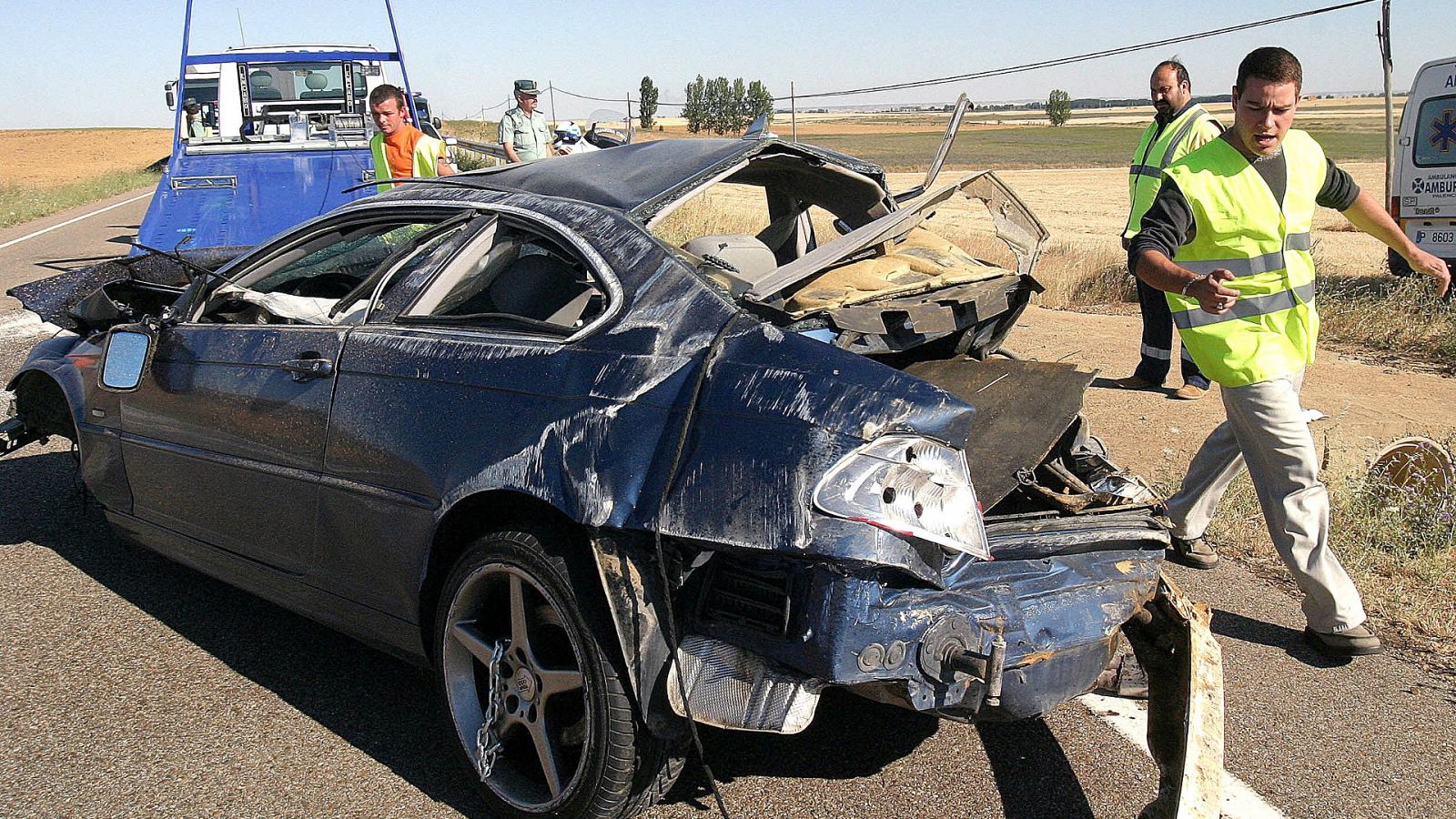 Imagen de un vehículo accidentado que regresaba de una 'Kdd'