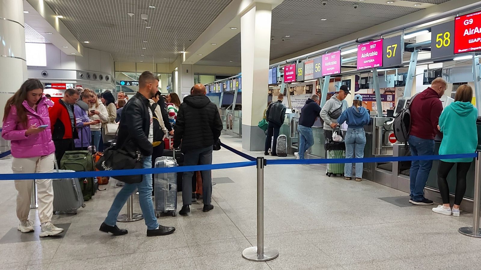 Imagen de las colas en el aeropuerto de Moscú