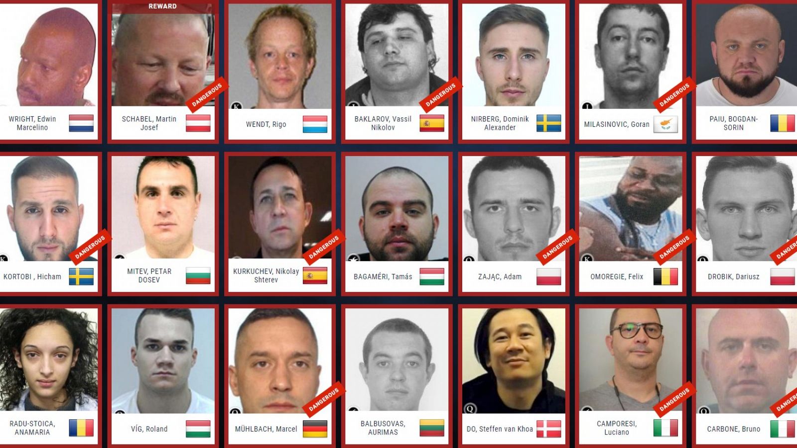 Algunos de los delincuentes más buscados en Europa