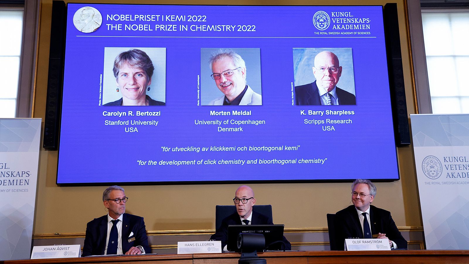 Momento en el que la Academia Sueca de Ciencias anunciaba el nuevo Premio Nobel.