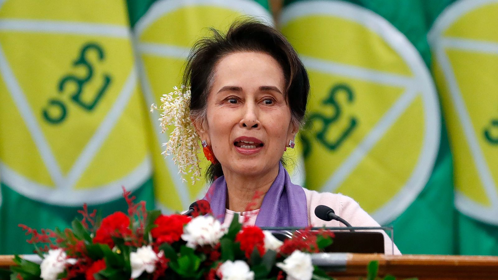Imagen de archivo de Suu Kyi, encarcelada desde el golpe militar de Birmania.