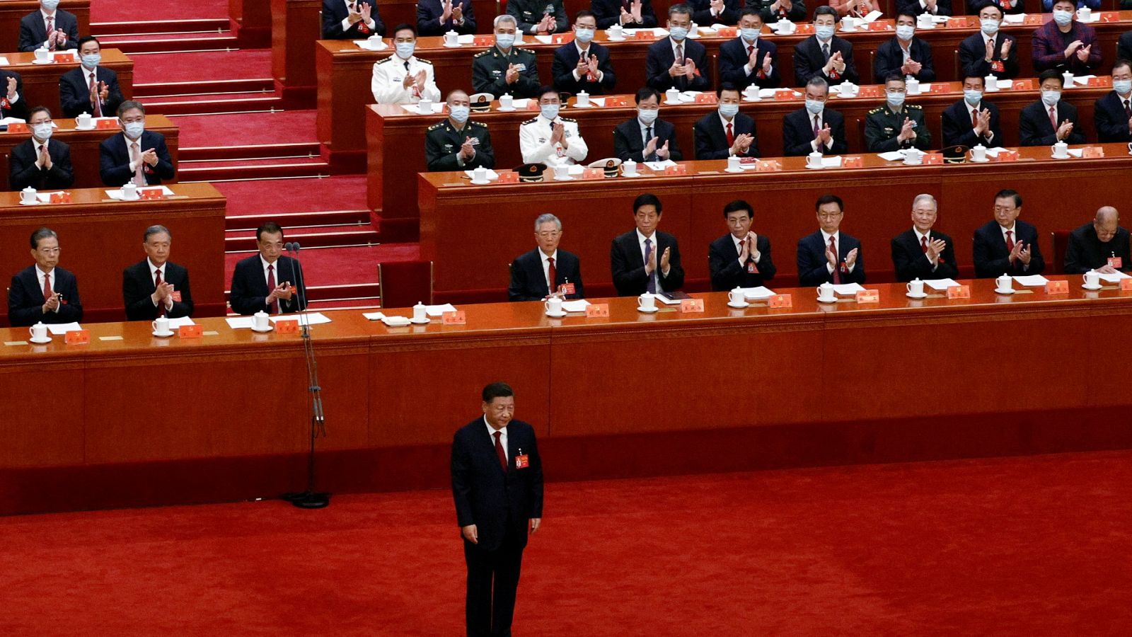 El presidente de China, Xi Jinping, durante la ceremonia de apertura del XX Congreso Nacional del Partido Comunista de China.