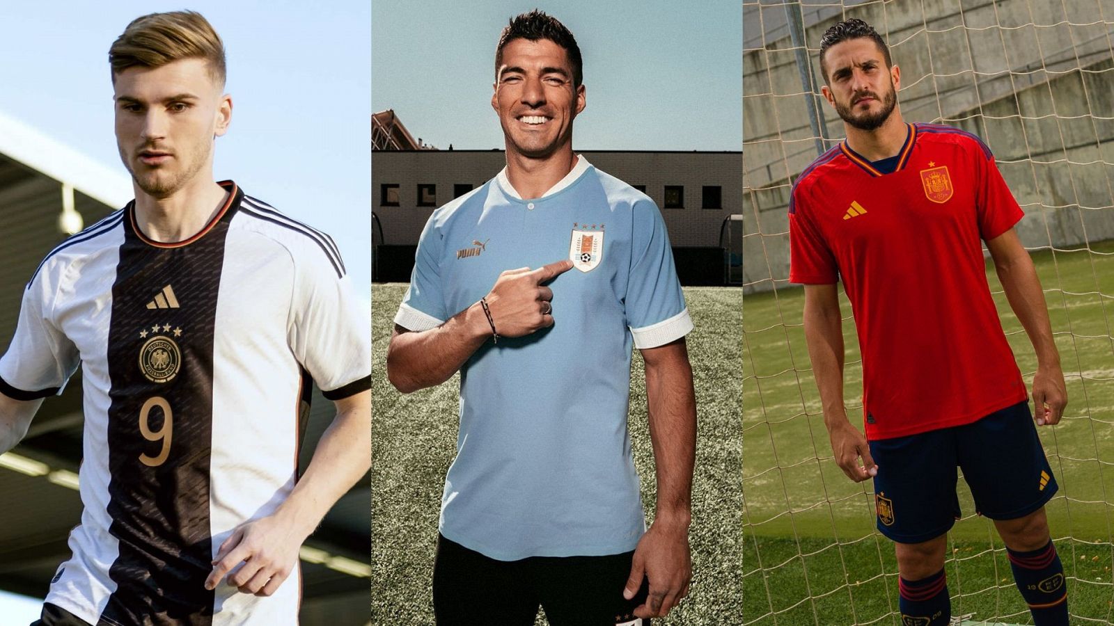 Las camisetas de Alemania, Uruguay y España son una apuesta por la sencillez y la cultura de cada país