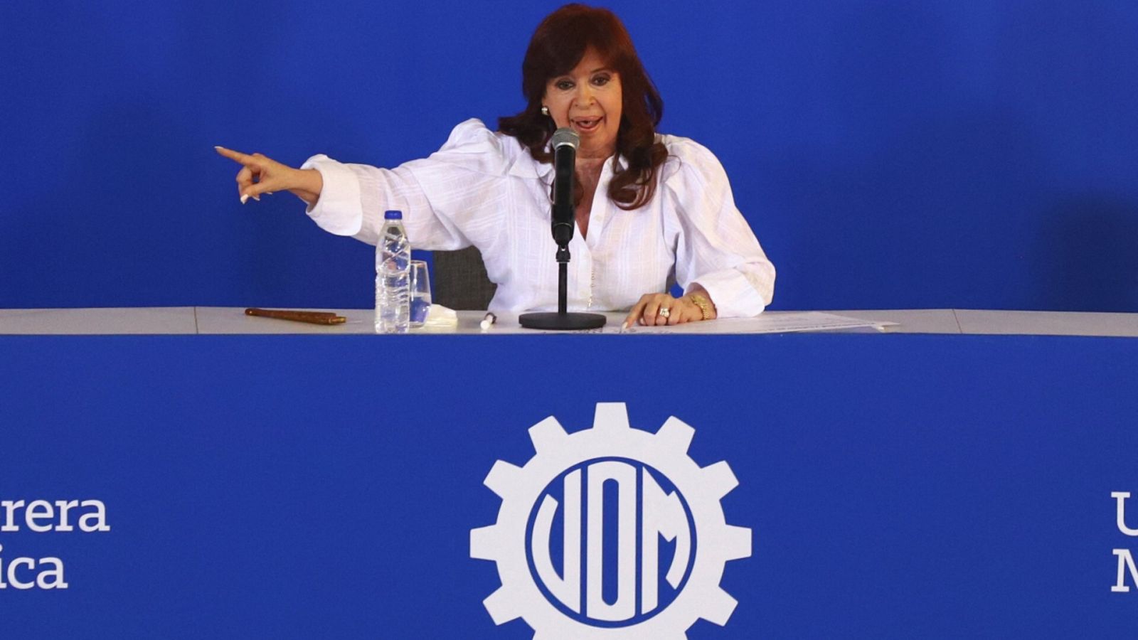Una imagen de la vicepresidenta de Argentina, Cristina Fernández, en un acto de la Unión Obrera Metalúrgica (UOM) en Buenos Aires.