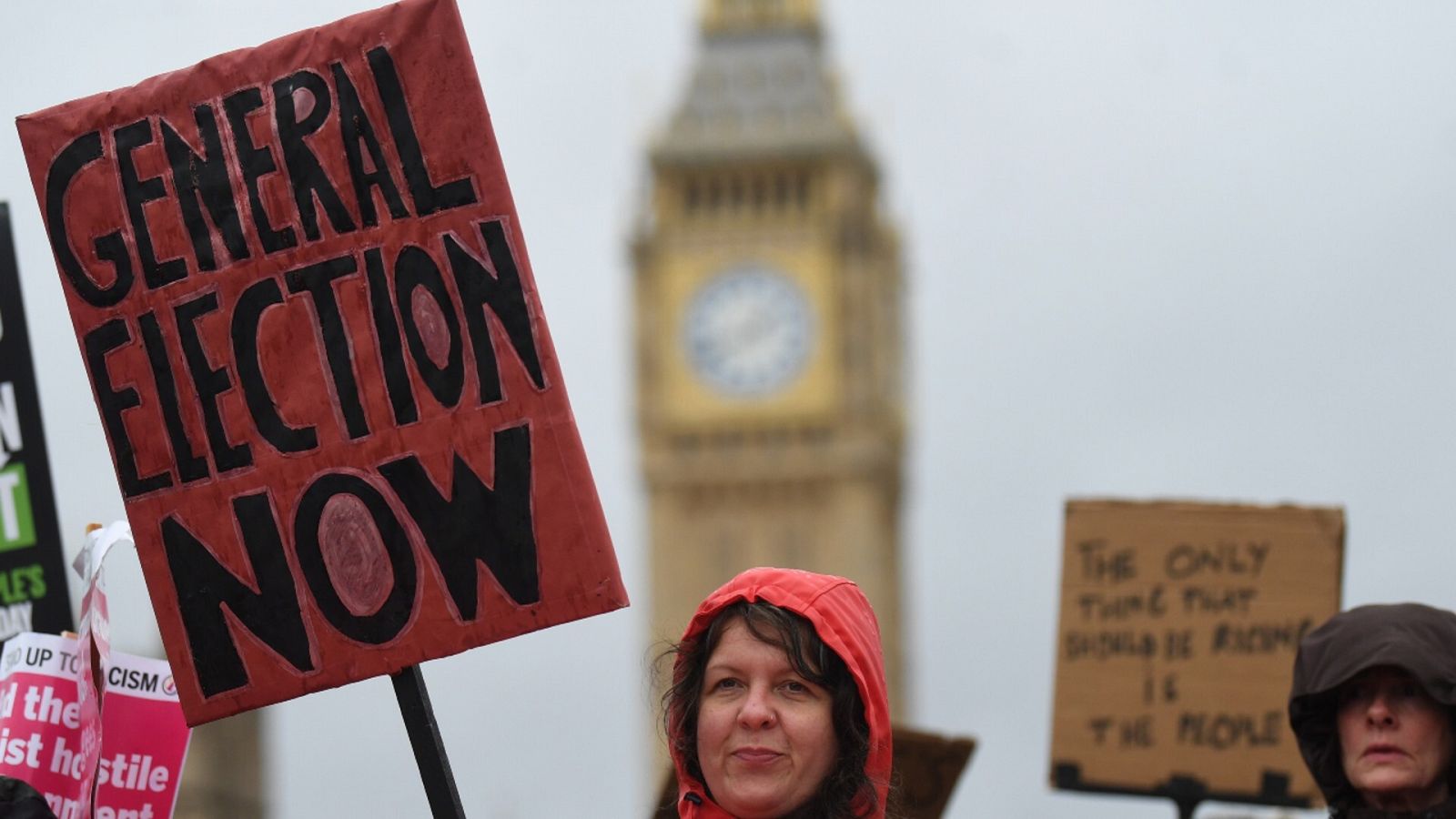 Una imagen de la manifestación en Londres para pedir la convocatoria de elecciones anticipadas en Reino Unido.