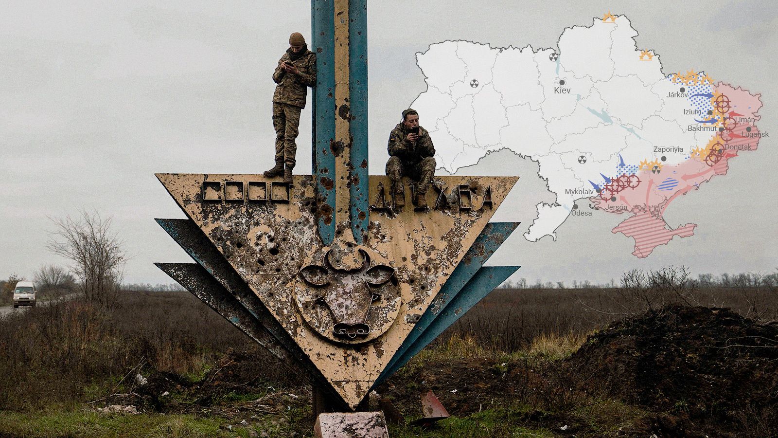 Dos soldados ucranianos, cerca de la frontera de las regiones de Járkov y Donetsk
