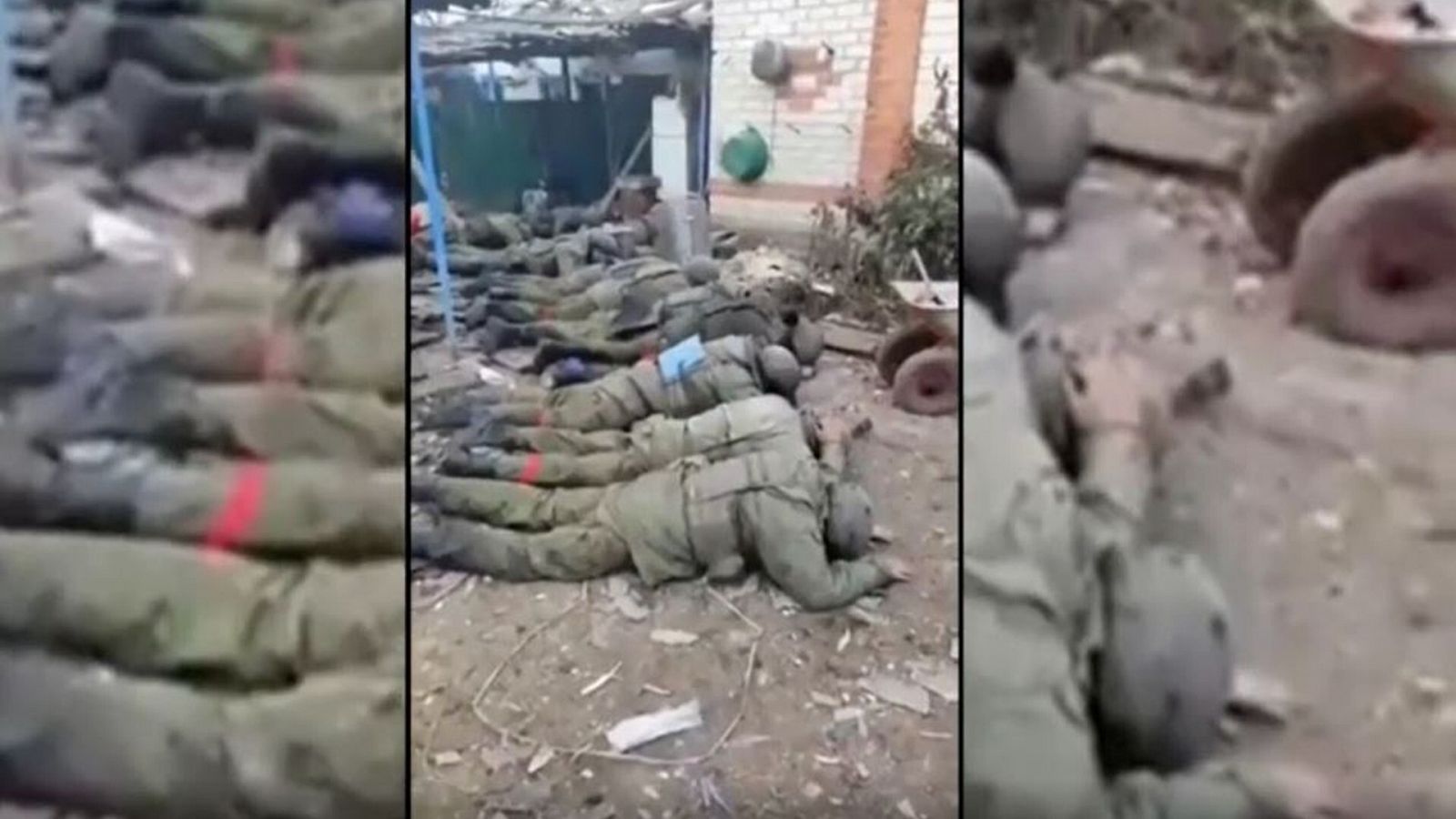 Imagen, tomada de vídeos en redes sociales, de soldados rusos rindiéndose a los ucranianos en Lugansk