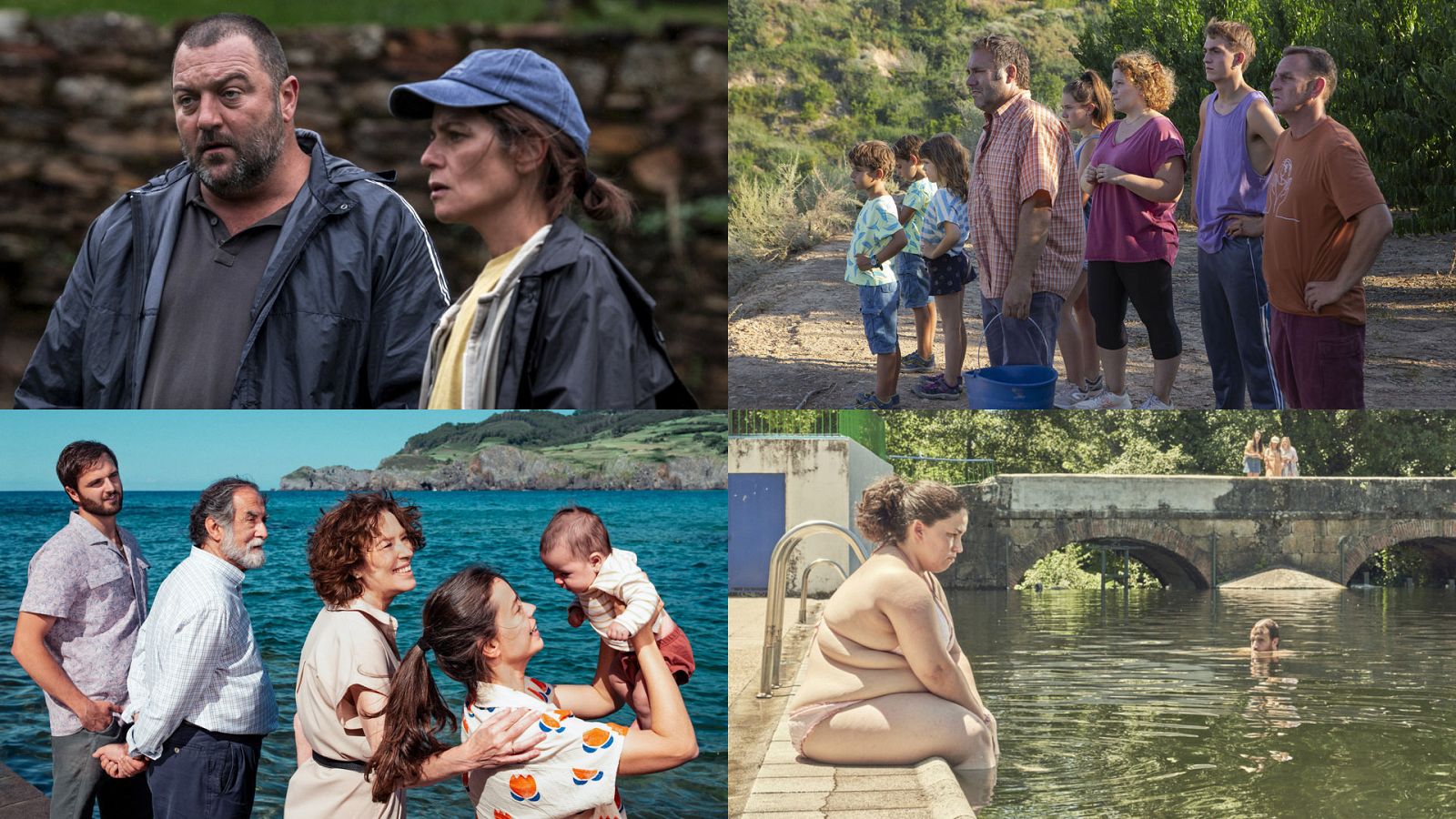 Montaje de 'As bestas', 'Alcarrás', 'Cinco lobitos' y 'Cerdita', películas participadas por RTVE nominadas a los Goya 2023