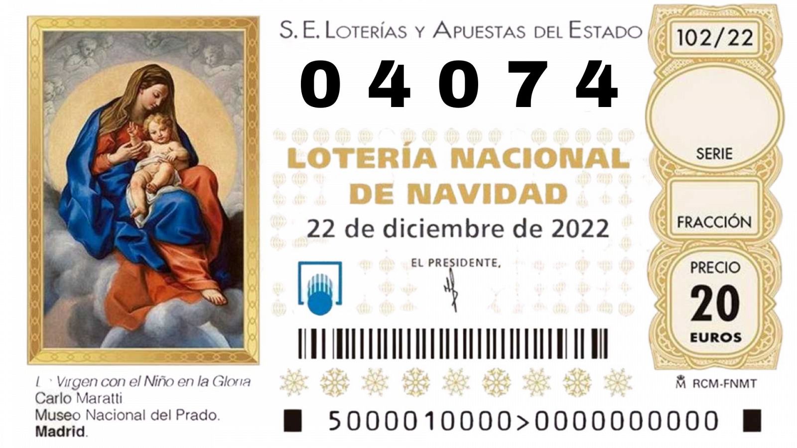 El 4.074, segon premi de la Loteria de Nadal de 2022
