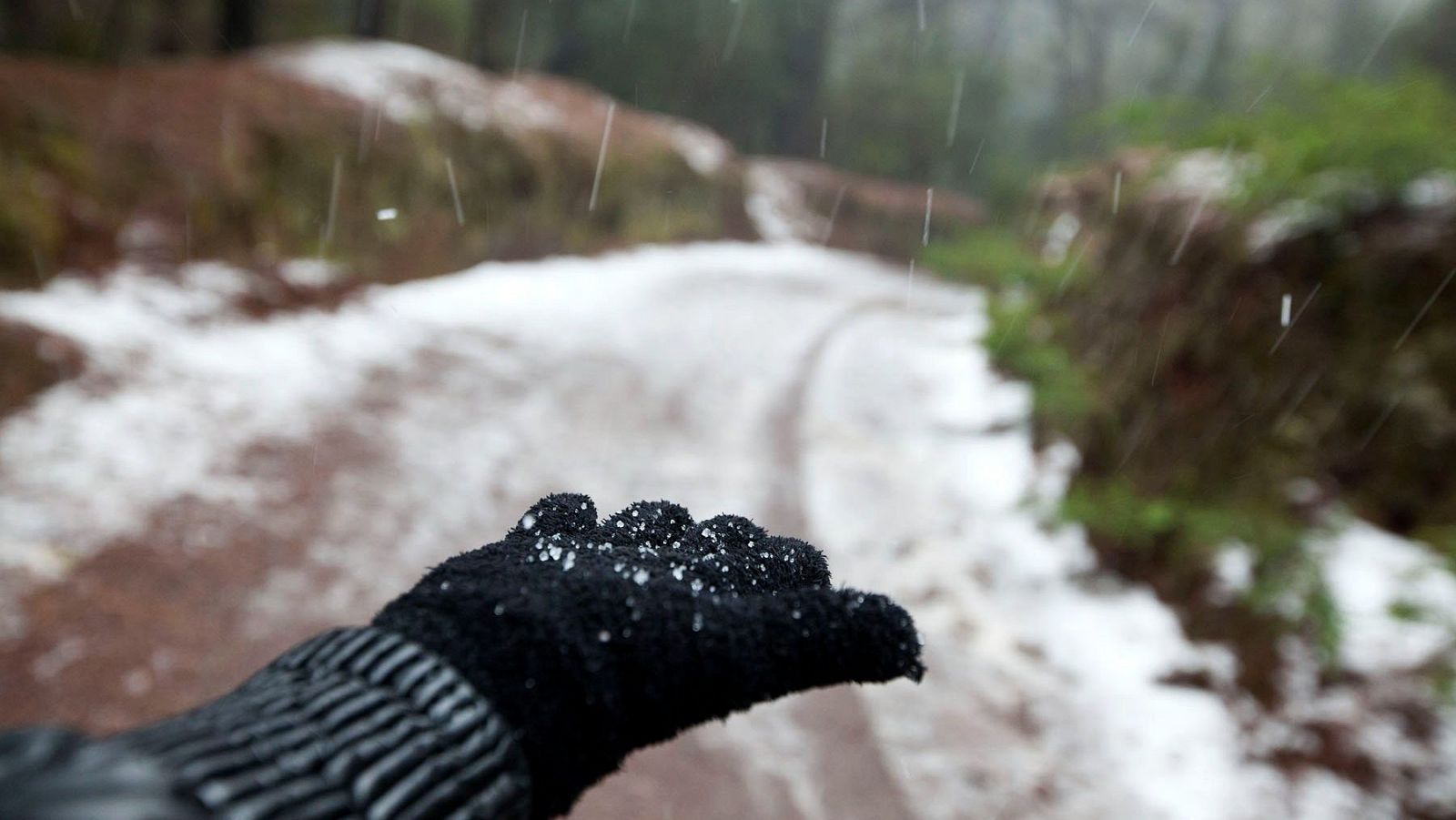 Granizo y nieve en el Parque Nacional del Teide