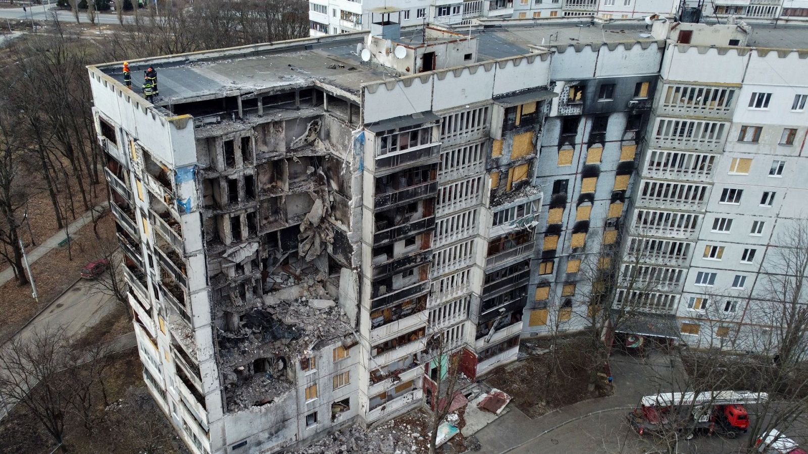 Edificio destruido en la ciudad de Járkov.