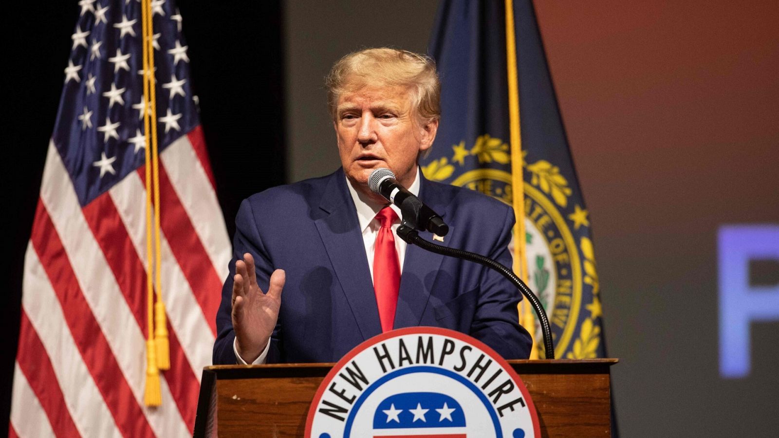 Donald Trump da un discurso en el estado de Nuevo Hampshire